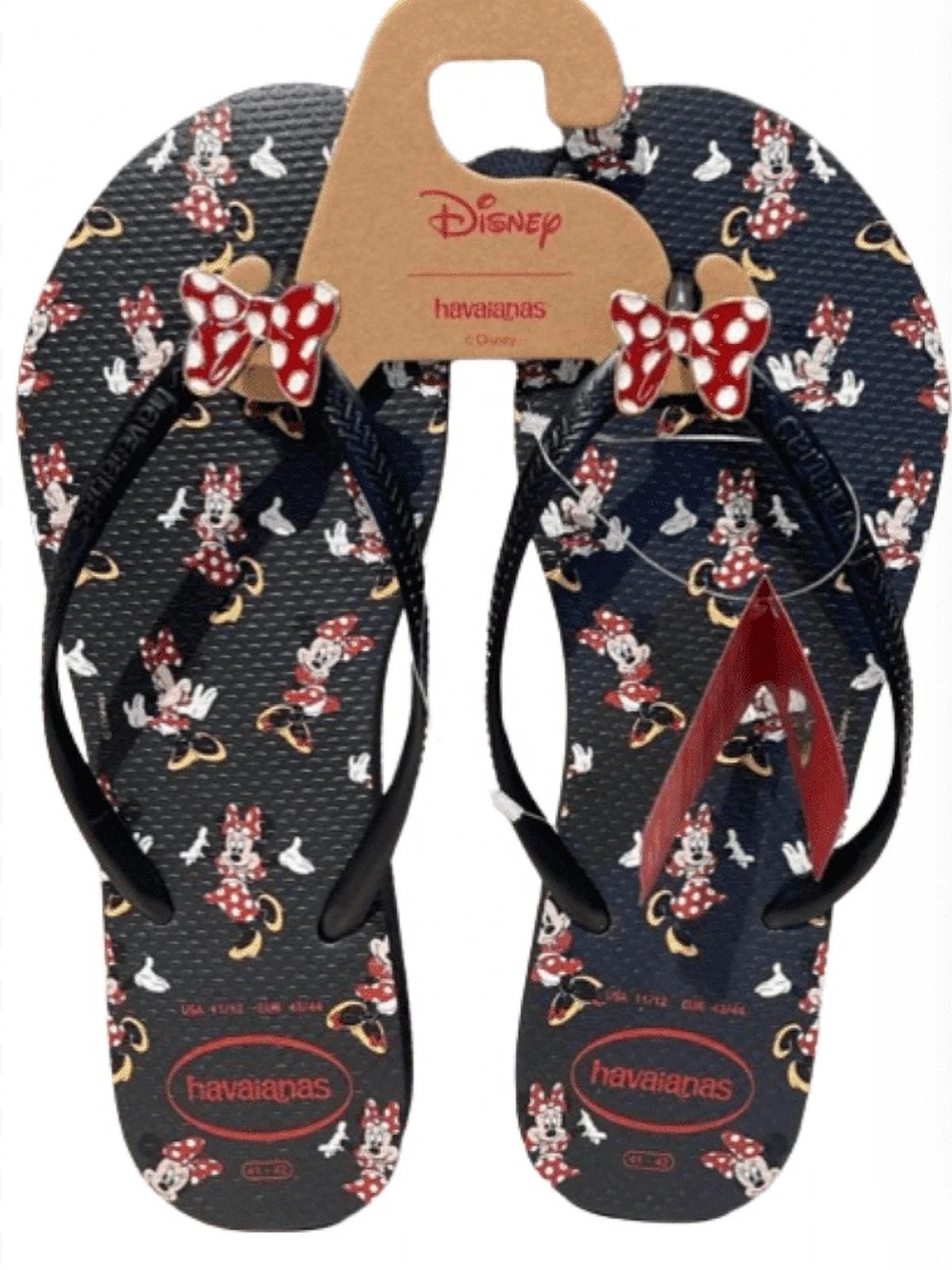 Havaianas Women’s Minnie Mouse Black Flip Flops with Red Polka Dot Bows